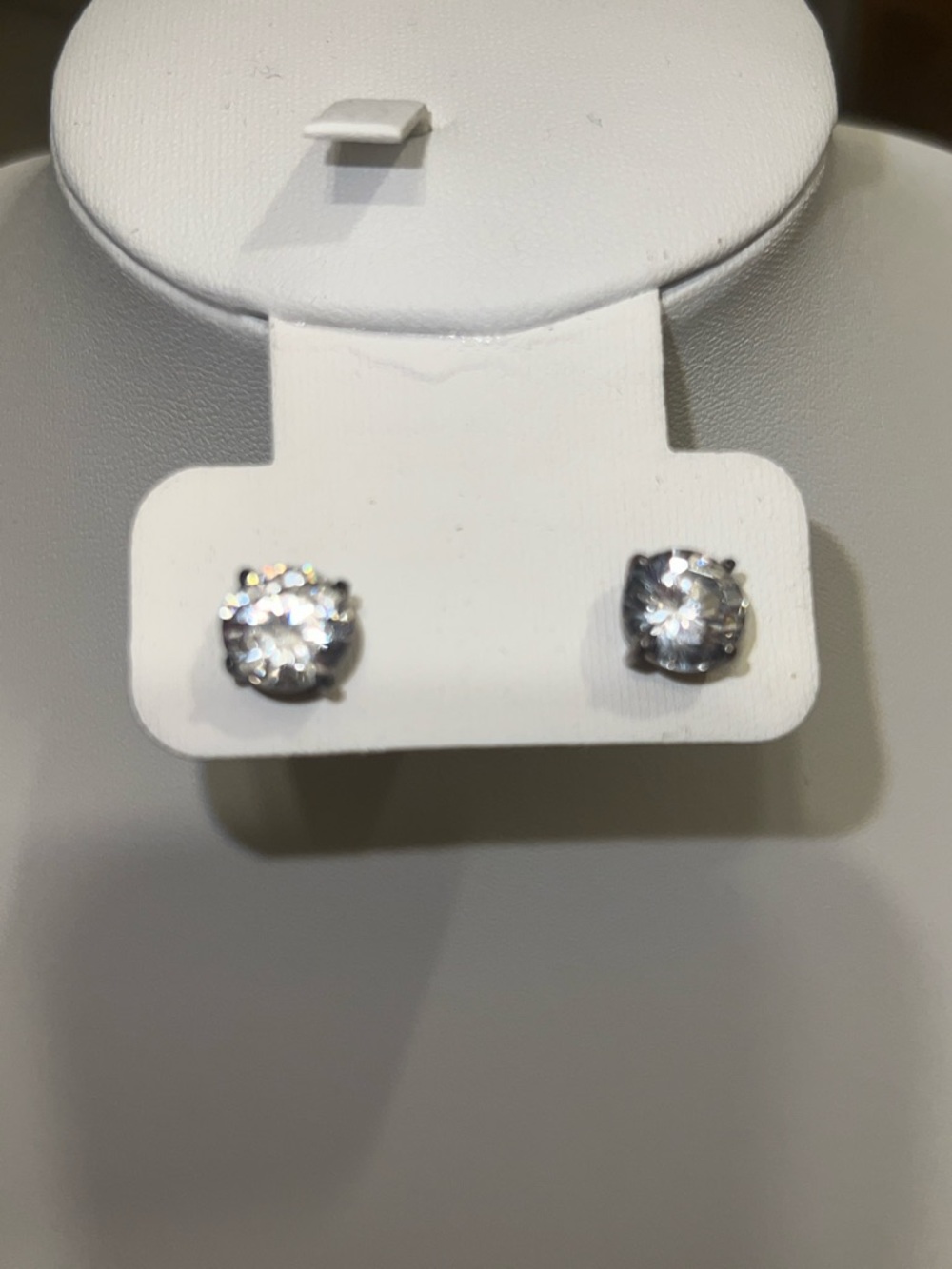Sterling Silver Classic Clear Crystal Stud Earrings - Women Jewelry